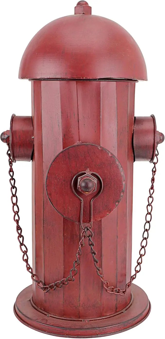 Design Toscano Fire Hydrant Statue Puppy Pee Post and Pet Storage Container, Indoor/Outdoor, Medium 18 Inch Tall, Metal, Rustic Red Paint by GreenHaven Gardens