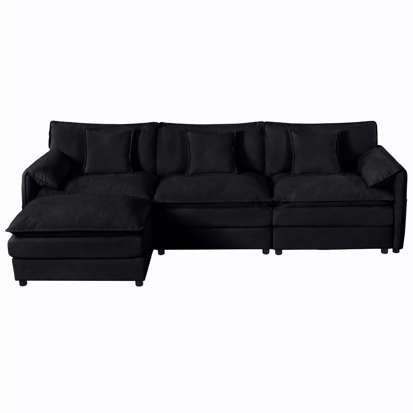 Modern Comfy Deep Seat Modular Sectional Sofa Cloud Couch With Ottoman by Unique Piece Furniture