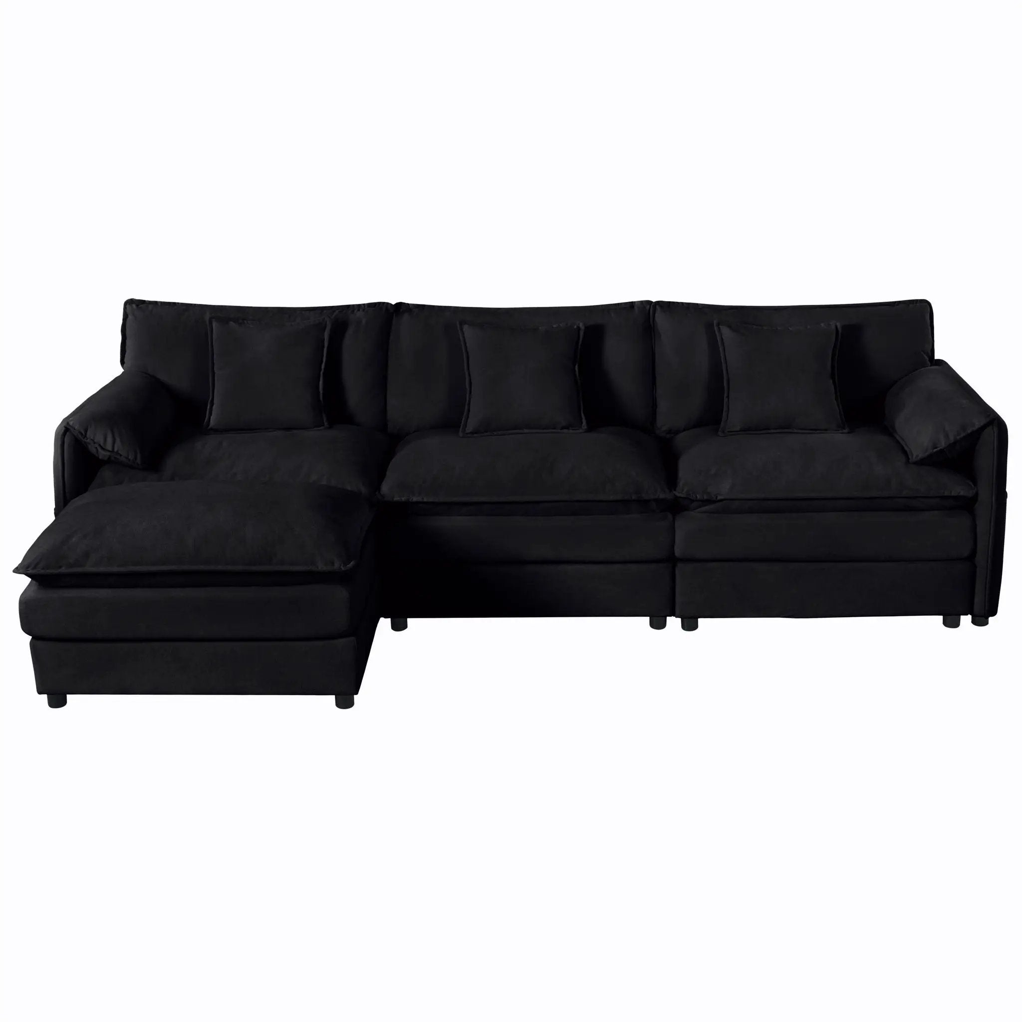 Modern Comfy Deep Seat Modular Sectional Sofa Cloud Couch With Ottoman by Unique Piece Furniture