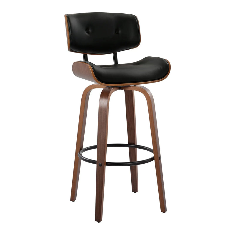 Lombardi - Mid-Century Modern Fixed Height Barstool With Swivel With Round Footrest (Set of 2) by Unique Piece Furniture