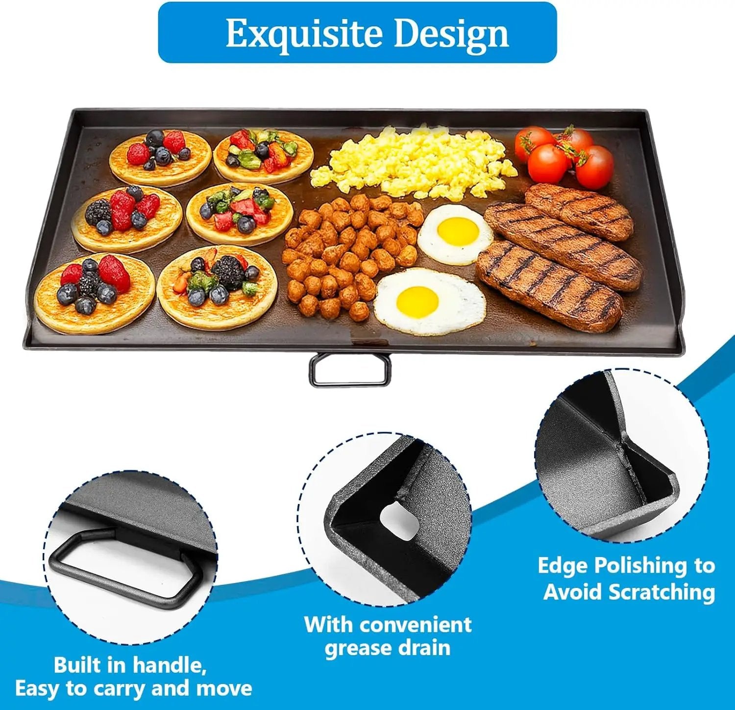 Cast Iron Griddle for Camp Chef 3 Burner Stove, 16" Flat Top Griddle Accessories for Camp Chef Cooking Systems GB90D TB90LW TB90 TB90LWG TB90LWG15 SPG90B CCH3 by GreenHaven Gardens