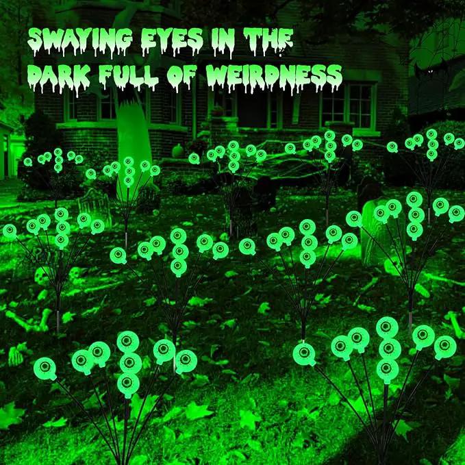 Solar Eyeball Lights Outdoor, 4 Pack 32 LED Halloween Eyeball Lights Outdoor Waterproof 8 Modes Scary Eyeballs Swaying Lights, Eyeballs Halloween Decor for Outside Yard Garden Party (Green) by GreenHaven Gardens