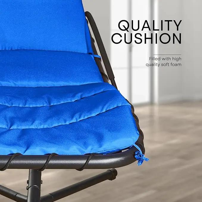 Weatherproof Replacement Cushion Pad and Umbrella for Hanging Lounge Chair Outdoor Chaise Hanging Hammock Chair - Long-Lasting, Fade-Resistant, Quick-Dry, Outdoor Lounge Replacement Set (Blue) by GreenHaven Gardens