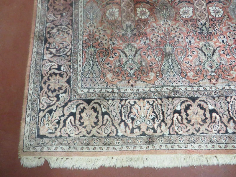6' X 6' Vintage Handmade Fine Indian Silk Rug Kashmir Square Nice by Jewel Rugs