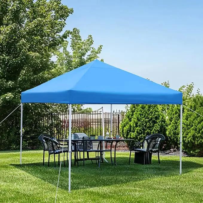 Amazon Basics Outdoor Pop Up 10 x 10 Canopy Tent for Events, Portable with Easy Setup, Includes Wheeled Carry Bag, 8 Pegs, 4 Ropes, 4 Weighted Bags, Blue by GreenHaven Gardens