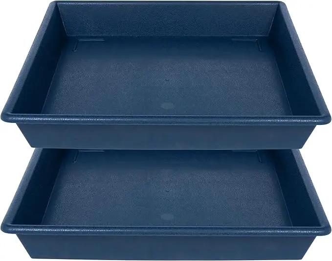 Square Plant Saucer 18 Inch 2 Pack, Large Plant Trays for Pots Heavy Duty Plastic Plant Saucers for Indoors Outdoors, Flower Pot Plant Drip Trays No Holes Plant Lover Gardening Gifts by GreenHaven Gardens