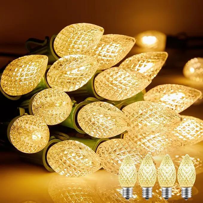 C7 LED Lights Warm White Christmas Lights Outdoor, 100FT C7 Christmas String Lights with 100 Plastic Bulbs, Traditional Hanging Holiday Lights for Christmas Tree Patio Fence Roofline Xmas Decorations by GreenHaven Gardens