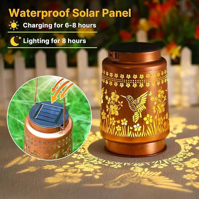 2 Pack Hummingbird Solar Lanterns Outdoor Waterproof Hanging Solar Lights Gifts for Women Metal LED Lanterns Outside for Garden, Yard, Patio, Lawn, Porch by GreenHaven Gardens