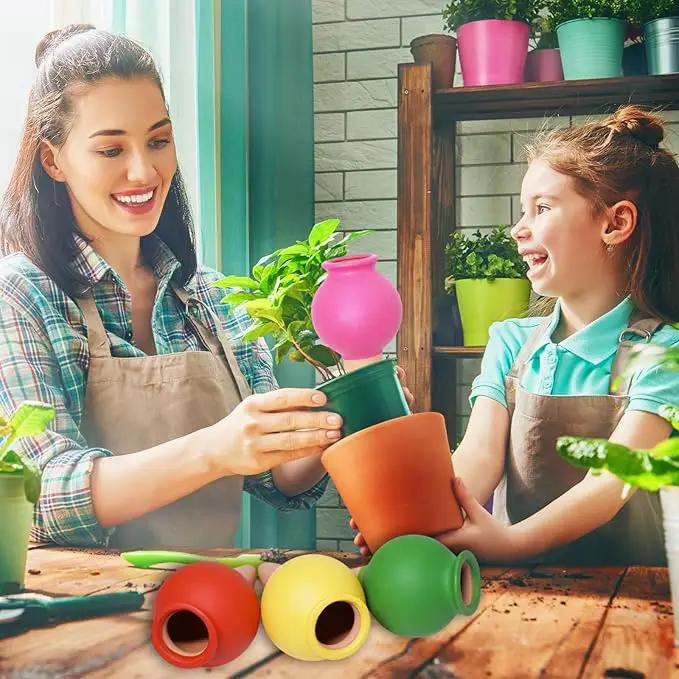 Terracotta Self Watering Spikes, 4 Pack Watering Bulbs for Indoor Outdoor Plants, Vacation Slow Release Plant Self Watering Planter Insert Devices, Colorful Water Globes While Away by GreenHaven Gardens
