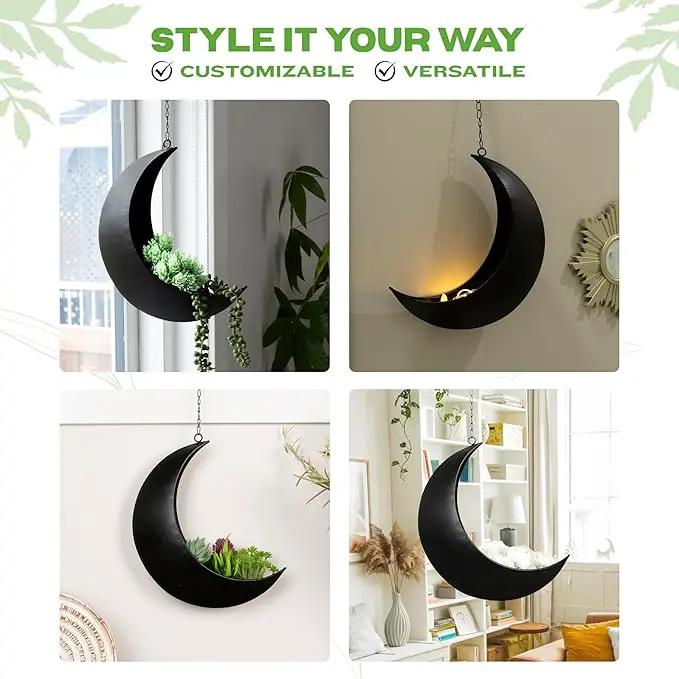 Hanging Moon Planter for Moon Room Decor - Great for Succulents, Air Plant, Mini Cactus, Faux, Artificial Plants-Boho Hanging Planters for Indoor Plants, Witchy Gifts for Women, Birthdays,Plant Lovers by GreenHaven Gardens