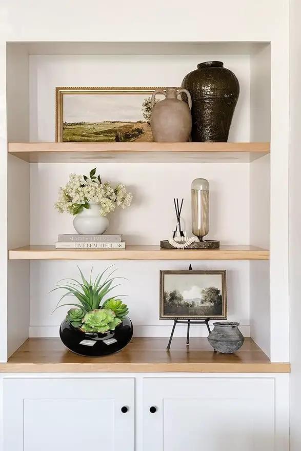 Large Artificial Succulents Plants Faux Succulents in Pots Fake Succulent Arrangement Potted Plants with Black Ceramic Pot for Office Desk Bathroom Shelf Living Room Indoor & Outdoor Home Decor by GreenHaven Gardens