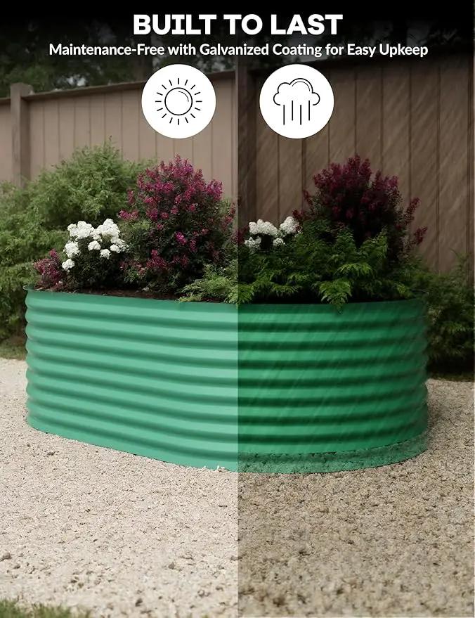 8x4x2ft Raised Garden Bed,Galvanized Raised Planter Boxes Outdoor with Easy Assembly, Large Garden Bed for Vegetables, Fruits, Flower,Raised Garden Bed,Green by GreenHaven Gardens