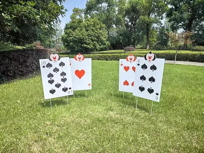 4 PCS Queen's Soldiers Yard Signs with Stakes Trick or Treat Party Hearts Costume Decor Large Lawn Sign Halloween Decorations Outdoor by GreenHaven Gardens