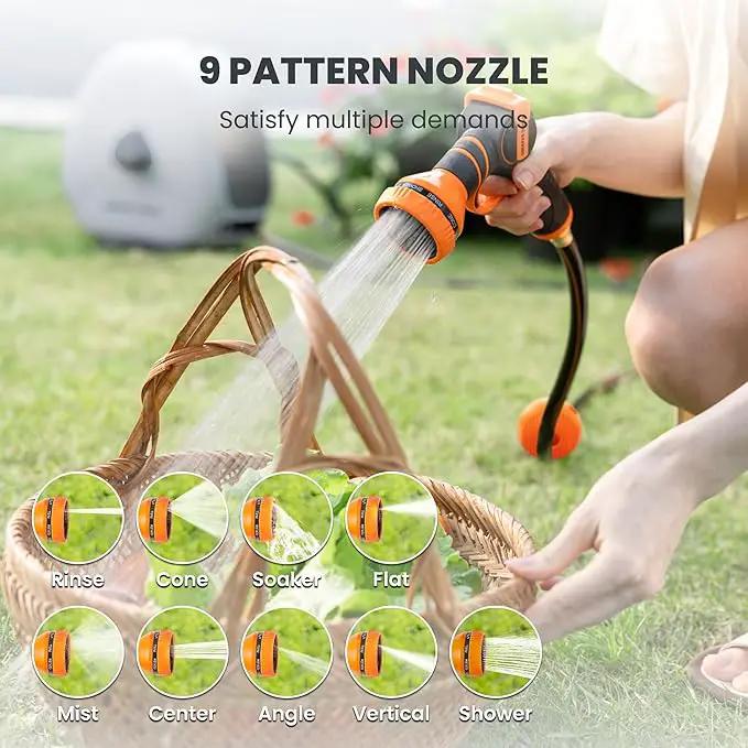 Giraffe Tools Ground Mounted Retractable Hose Reel 1/2 Inch x 130FT, Heavy Duty Automatic Rewind Garden Hose Reel, with Flexible Swivel Base for Lawn, Concrete Floor by GreenHaven Gardens