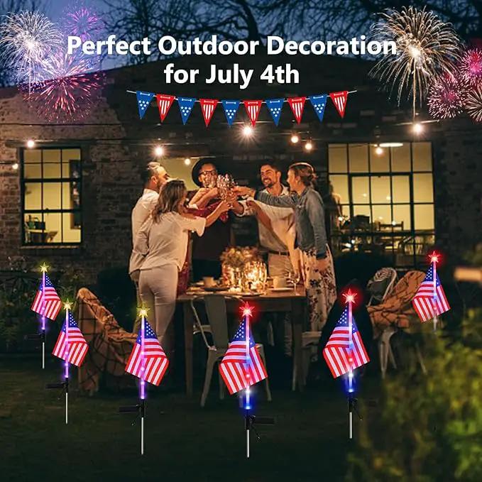 July 4th Decorative Solar American Flag Lights July 4th Solar Patriotic Flag Lights, 2 Modes Garden Pile Lights LED Landscape Lights Street Lights (Color Change), XY-T001 by GreenHaven Gardens