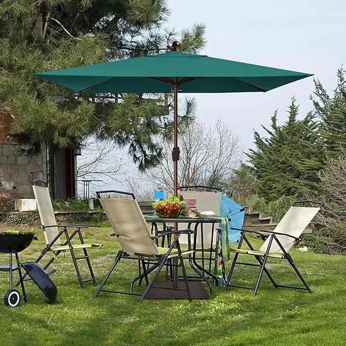 EliteShade USA 10-Year-Non-Fading 6.5x10Ft Rectangular Market Umbrella Patio Umbrella Outdoor Table Umbrella with Ventilation, Forest Green by GreenHaven Gardens