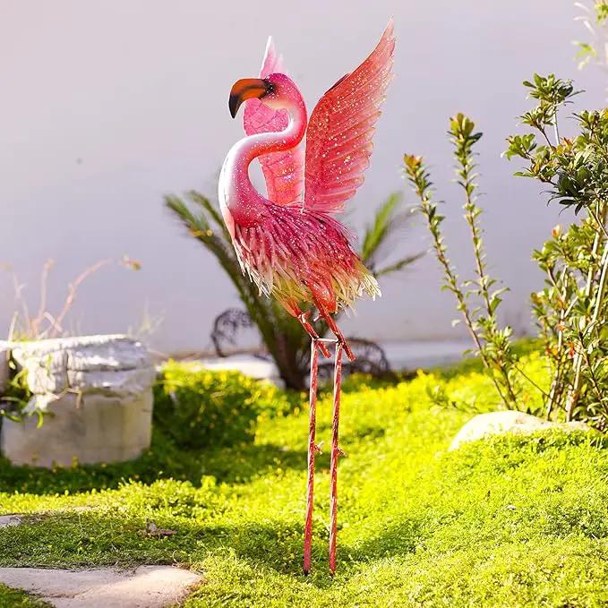 Nacome Flamingo Statues for Garden Yard Decor: Metal Pink Sculptures Clearance Lawn Ornaments Art for Patio Balcony Front - Unique Gifts for Grandma Mom by GreenHaven Gardens