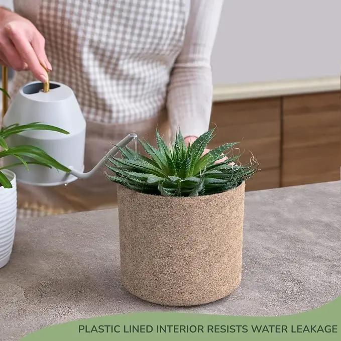 Jute Planter Basket-Woven Jute Rope Covers for Decorating Indoor/Outdoor Succulents, Small Plant Pots-Set of 3-Multi-Purpose Storage Bins 4.5 Inches -Modern Style Decor -Natural Jute by GreenHaven Gardens