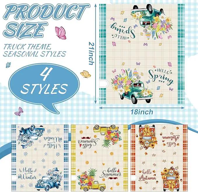 4 Pcs Hello Spring Summer Mailbox Covers Magnetic Standard Size 18 x 21 Inch Hello Autumn Winter Magnetic Mailbox Covers Wraps Decoration for Garden Yard Home Outdoor Decor by GreenHaven Gardens