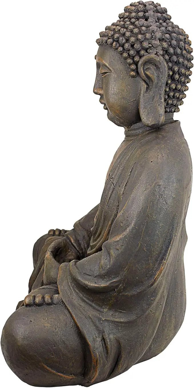 Design Toscano Meditative Asian Decor Grand Temple Indoor/Outdoor Garden Statue, Medium, 25 inches tall, Cast Stone Resin, Dark Stone Finish by GreenHaven Gardens
