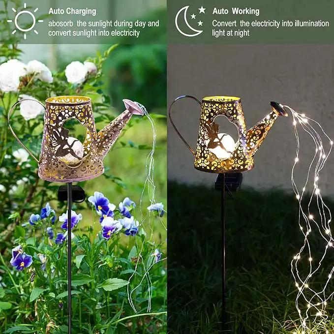 YJFWAL Solar Watering Can with Warm White LED Lights Outdoor Waterproof Fairy Garden Decor for Pathway, Yard, Lawn, Patio Perfect Decorations Gardening Gifts, Birthday Present for Women, Mom, Grandma by GreenHaven Gardens
