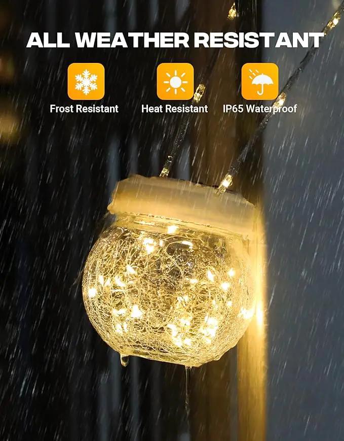 Solar Lantern Solar Lights Outdoor Waterproof 6-Pack, Solar Powered Hanging Lights Cracked Glass Hanging Globes for Christmas Decoration, Shepherd Hook, Garden Tree Ornaments, White Cap, Warm White by GreenHaven Gardens