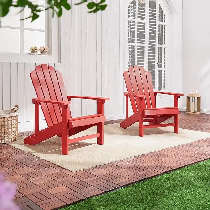 Psilvam Classic Adirondack Chair, Standard-Sized Poly Lumber Fire Pit Chair, 350Lbs Support Weather Resistant Patio Chairs for Garden, Party, Beach(Red) by GreenHaven Gardens