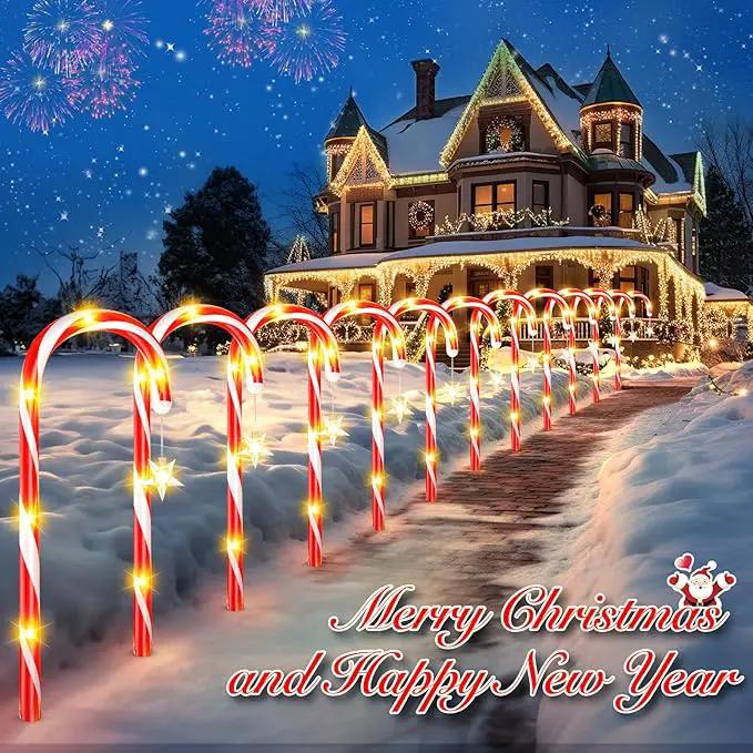 WdtPro Outdoor Christmas Decoration, 12 Pack 28.3FT Solar Powered 72 LED Christmas Candy Cane Lights with Stakes, 10 Lighting Modes Waterproof Christmas Lights Outside Decorations for Yard, Garden by GreenHaven Gardens