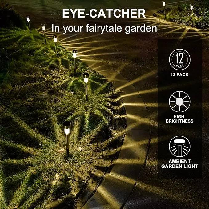 Dream Master Solar Lights Outdoor Waterproof, Stainless Steel LED Landscape Lighting Outdoor Solar Lights for Outside Solar Garden Lights for Pathway, Walkway, Patio, Yard, Lawn - 16 Pack(Warm White) by GreenHaven Gardens