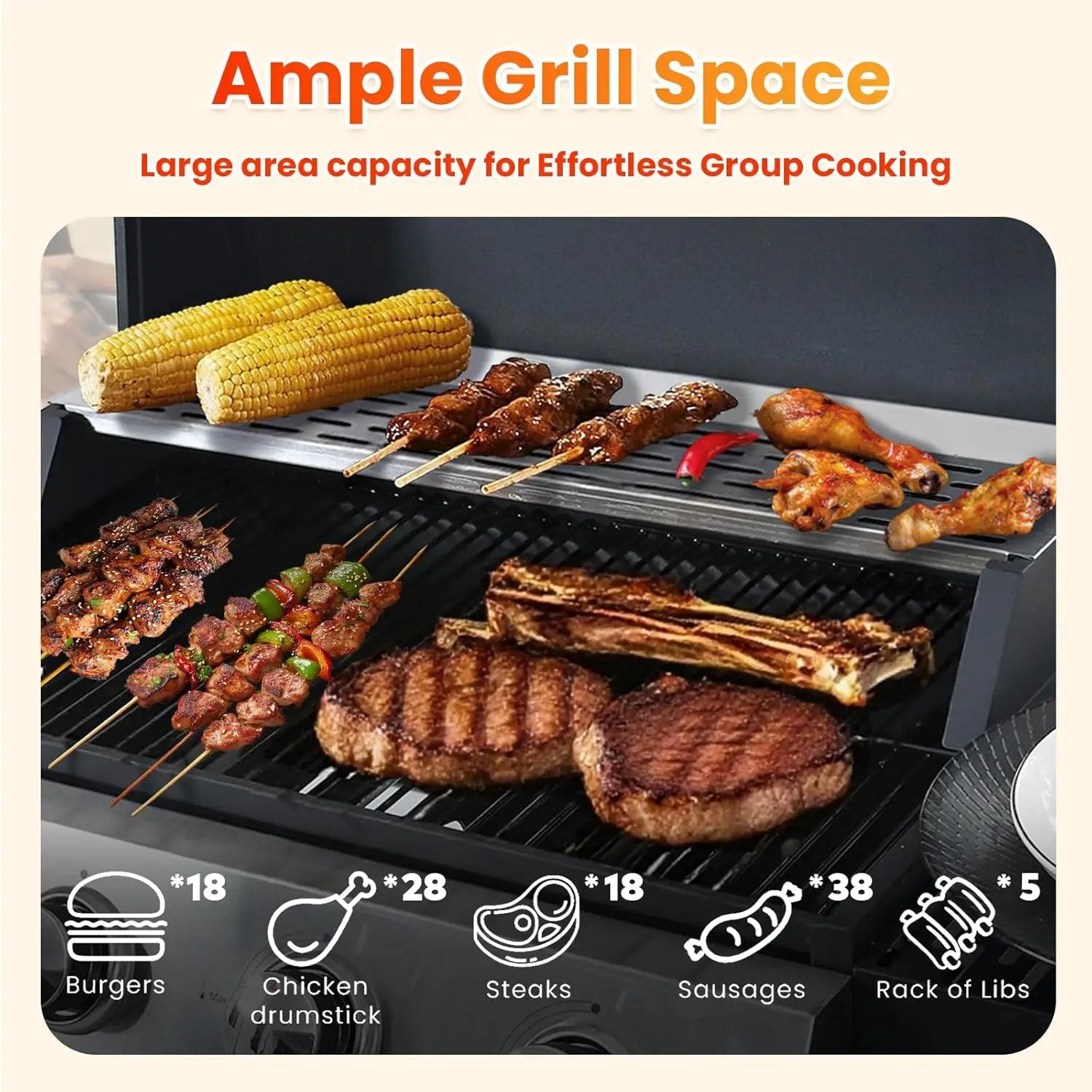 3-Burner Propane Gas BBQ Grill with Porcelain-Enameled Cast Iron Grates, Baking Sheet, 2 Foldable Side Table, 36,900 BTU Stainless Steel Grill for Outdoor Camping Barbecue Grilling Backyard Cooking by GreenHaven Gardens