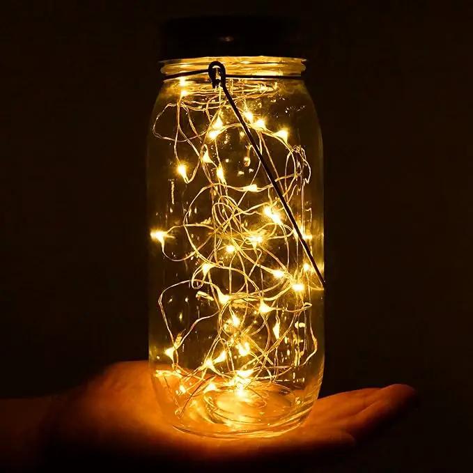 Solar Mason Jar Lights 30 Led,6 Pack Large-Size Solar Hanging Glass Jar Starry Fairy Lights,Solar Lanterns for Outdoor Patio Party Garden Decor Lights (Jars and Handles Included) by GreenHaven Gardens
