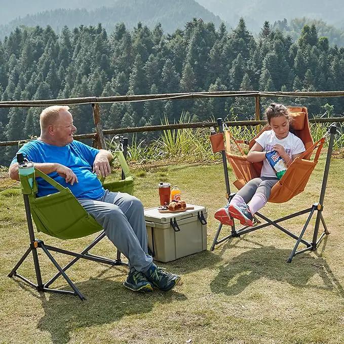 TIMBER RIDGE Hammock Camping Chair with Adjustable Backrest, Heavy Duty Folding Hammock Chair Supports 300lbs, Portable Hammock Chair for Camping, Travelling and Patio, Green 2 Pack by GreenHaven Gardens