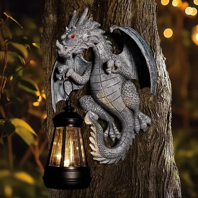 Solar Garden Decor Statues Figurine Dragon Garden Art for Patio Balcony Yard Lawn Unique Birthdays Gifts for Mom Grandma Women Wife Sister by GreenHaven Gardens