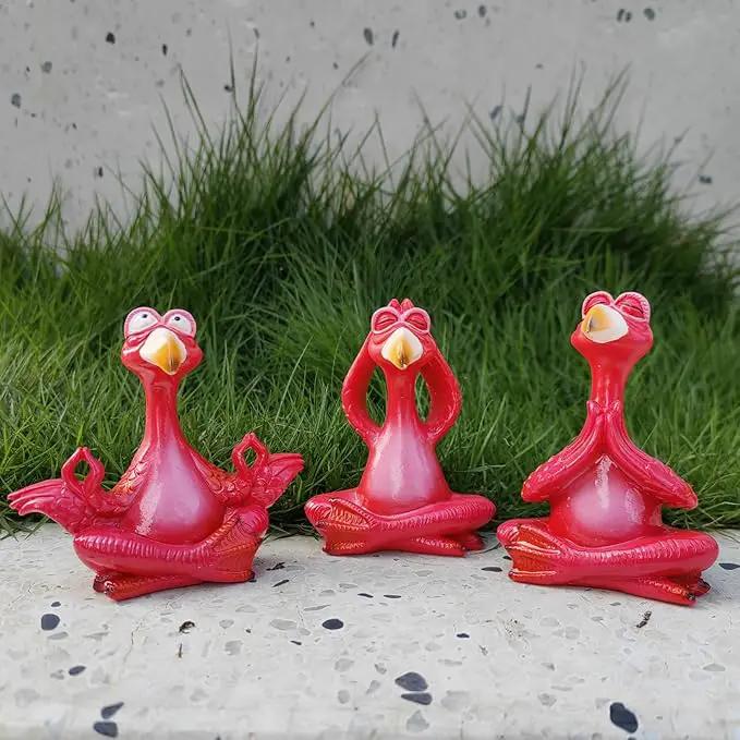 4-Inch Mini Yoga Flamingo Set – Resin Flamingo Statues for Home and Garden Decor – Fun Hawaii-Inspired Flamingo Gift for Women, Friends, and Family by GreenHaven Gardens