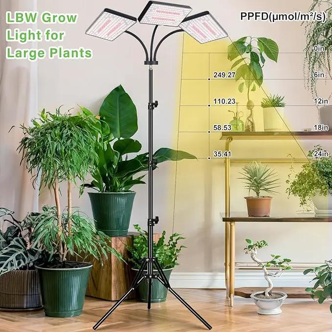 2024 LBW Grow Lights for Indoor Plants with Stand, 642 LEDs Full Spectrum Standing Plant Light, Tall Floor Plant Lamp with 3/6/12H Timer, 6 Brightness, 3 Modes, 63 " Adjustable Tripod by GreenHaven Gardens