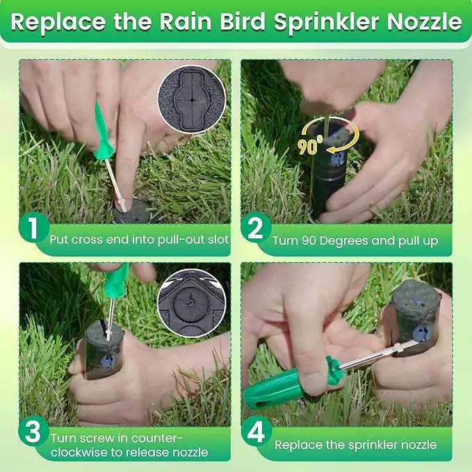 2 Pack Rotor Adjustment Tool Compatible with Rain Bird 5000 Sprinkler Heads, Rotor Pull up Tool and Adjustment Screwdriver, Sprinkler Removal Tool for Lawn Irrigation Sprinkler System by GreenHaven Gardens