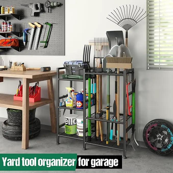 keomaisyto Garden Tool Organizer for Garage Organization, 3 Tier Yard Tool Storage Rack with 35 Long-Handled Tool Slots, Heavy Duty Garden Tool Holder with Large Hooks for Shed, Yard, Garage by GreenHaven Gardens