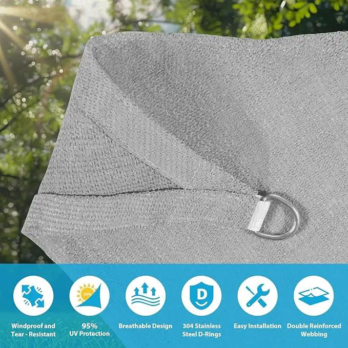 Amagenix Sun Shade Sail 8'X9'X12' Curved Edge Outdoor Shade Canopy Light Grey Breathable 95% UV Block Shade Cloth for Patio Garden Backyard (We Make Custom Size) by GreenHaven Gardens