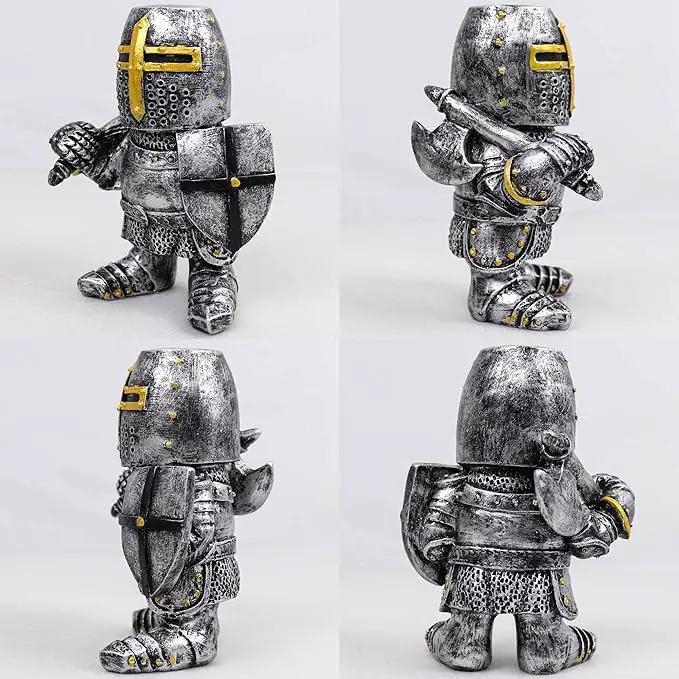 nezababy 8 pcs Knight Gnomes Guard Garden Statue Decoration Medieval Wee Crusader Battle Swordsman Fighting Outdoor Figurines Lawn Decor Resin (H) by GreenHaven Gardens