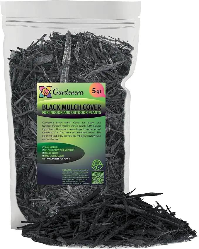 Premium Black Mulch by Gardenera - Beautify Your Garden and Support Plant Health - 5 QUARTS by GreenHaven Gardens