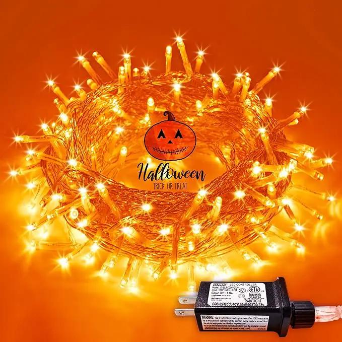 JMEXSUSS 66ft 200 LED Thanksgiving Lights Outdoor, Orange String Lights Indoor Clear Wire, 8 Modes Orange Christmas Lights Plug in for Fall Autumn Harvest Tree Garden Patio Thanksgiving Decorations by GreenHaven Gardens