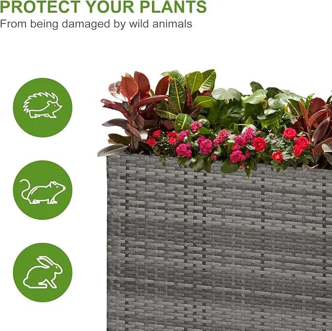LEWIS&WAYNE Tall Planters for Outdoor Plants Handmade Wicker Large Rectangular Block Planter Box with Removable Liners Modern Planter for Indoor Outdoor Patio Deck - Gray by GreenHaven Gardens