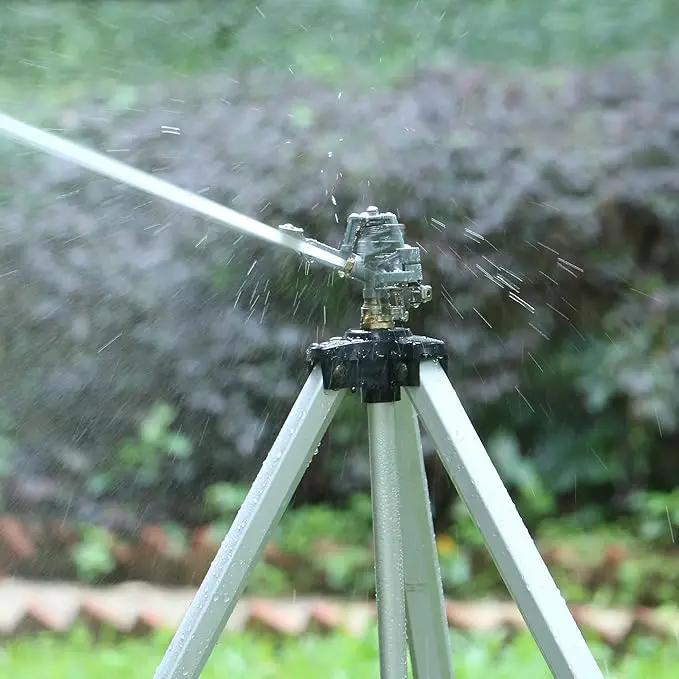 STYDDI Heavy Duty Impact Sprinkler on Tripod Base, Extra Tall Metal Pulsating Telescoping Tripod Sprinkler for Large Area, Yard, Lawn, Garden, Waters up to 90 Ft. Diameter, Legs Extends Up to 50-inch by GreenHaven Gardens