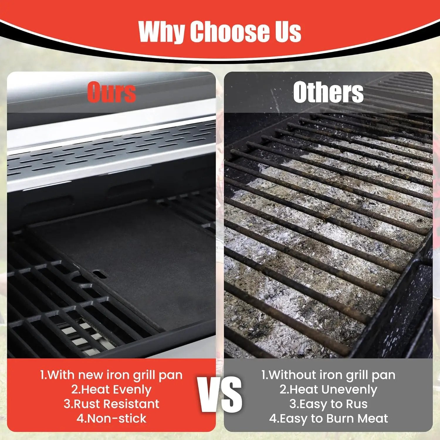 HYCHIKA 4-Burner Propane Grill with Sear & Side Burner, 46790 BTU Gas Grill with Griddle Pan & Enameled Cast Iron Grates, BBQ Grill with 439 Sq. In. Grilling Area for Outdoor, Patio, Backyard Babecue by GreenHaven Gardens