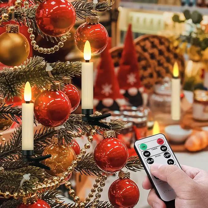 20 PCS Flameless LED Taper Candles Flickering Flame Battery Operated with Remote & Timer Warm White Christmas Tree Candle Lights for Home Kitchen Garden Birthday Party Decoration (20 PCS,Ivory) by GreenHaven Gardens