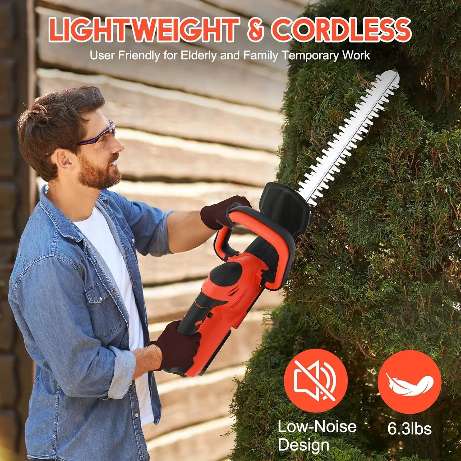 ALSO GO 22’’ Cordless Hedge Trimmer, 21V Electric Shrub Trimmer, Bush Trimmer Cordless with 3.0Ah Rechargeable Battery and Charger, Grass Cutter for Garden, Lawn by GreenHaven Gardens