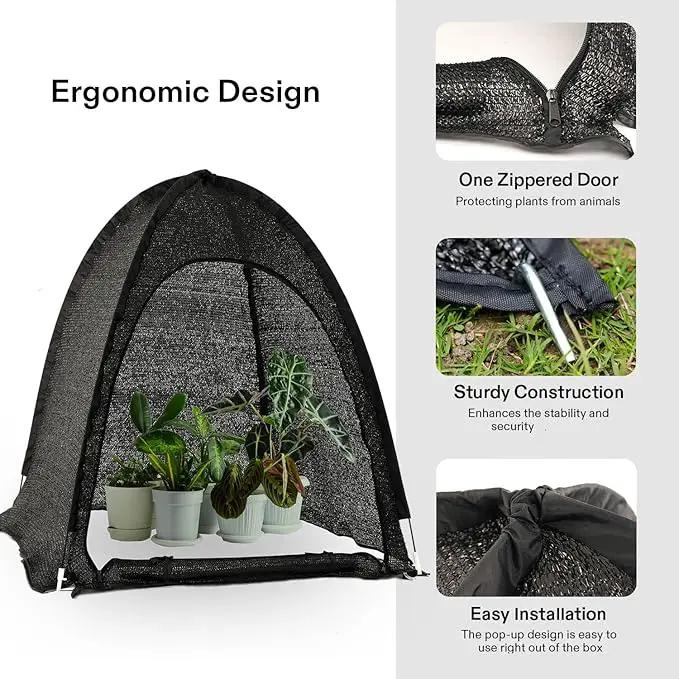 Porayhut Pop up Sunshade Cloth Pack of 3,Easy Open Crop Shade Net 36''*36''*39''UV Resisitant Plant 80% Sunblock Net for Mini Flower Pot with Stakes by GreenHaven Gardens