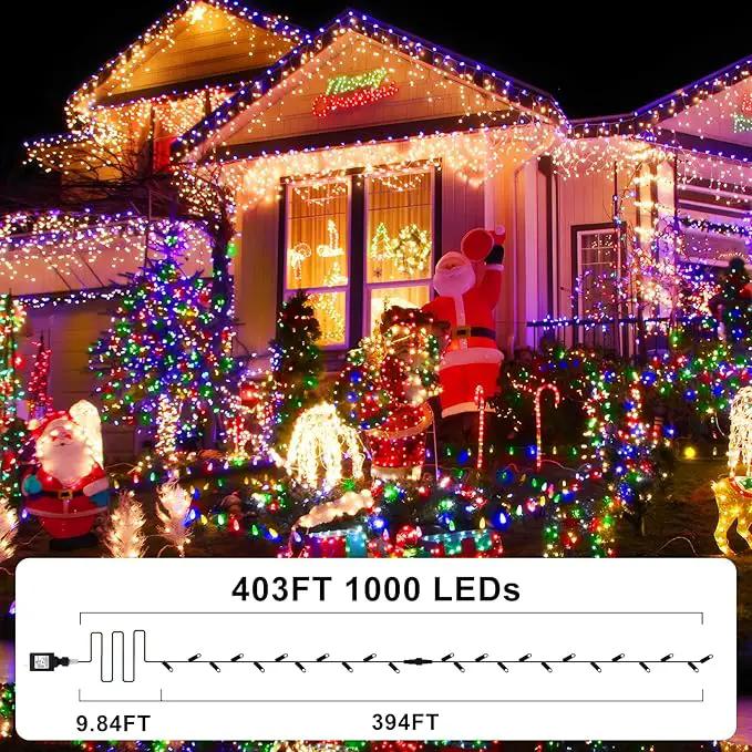 KNONEW 403FT 1000 LED Christmas Lights Color Changing Outdoor String Lights with 11 Modes & Timer Fairy Light Plug in Waterproof Fairy Lights for Xmas Yard Tree Wedding Party(Warm White to Multicolor) by GreenHaven Gardens