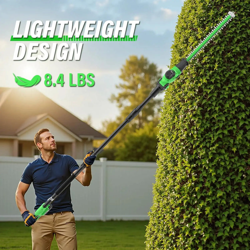 SOYUS Pole Hedge Trimmer Cordless, 18-inch Electric Hedge Trimmer with Extension Pole, 16-Foot Max Reach, Multi-Angle, 2 * 2.0Ah Batteries and Charger Included by GreenHaven Gardens