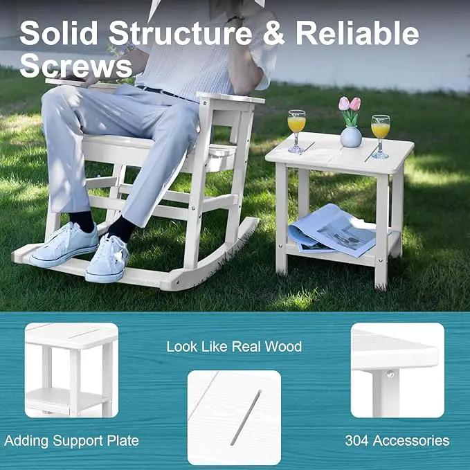 Outdoor Side Table - 2-Tier Storage All Weather Outdoor End Table for Patio - HDPE Morden Easy Maintenance Adirondack Side Table for Pool Porch Balcony Garden Lawn Backyard Outside Indoor by GreenHaven Gardens